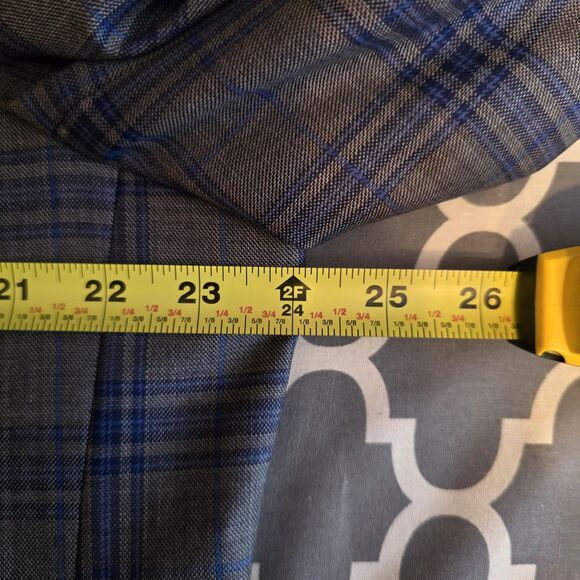 Enzo Tovare Blazer Mens 46R Gray Blue Windowpane Plaid 2 Button Sport Coat Wool - Picture 16 of 16